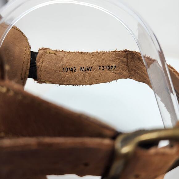 Born Timina T-strap Gladiator sandals Women 10 Tan & Natural Leather Heel Zip - Picture 10 of 13